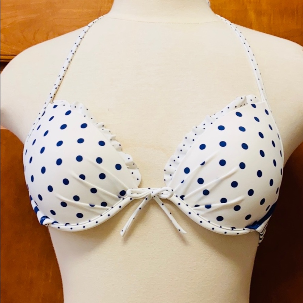 Victoria's Secret White and Blue Polka Dot Bikini